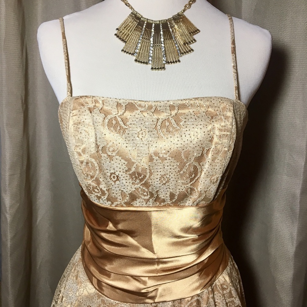 Sparkle gold dress tea length.
